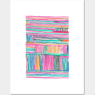 Watercolor Summer Stripes Posters and Art